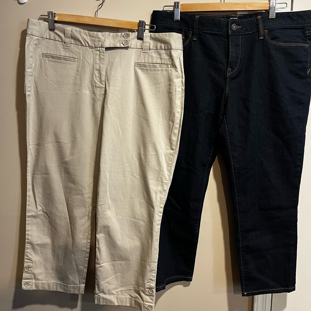 Khaki and Jean Cropped Pants